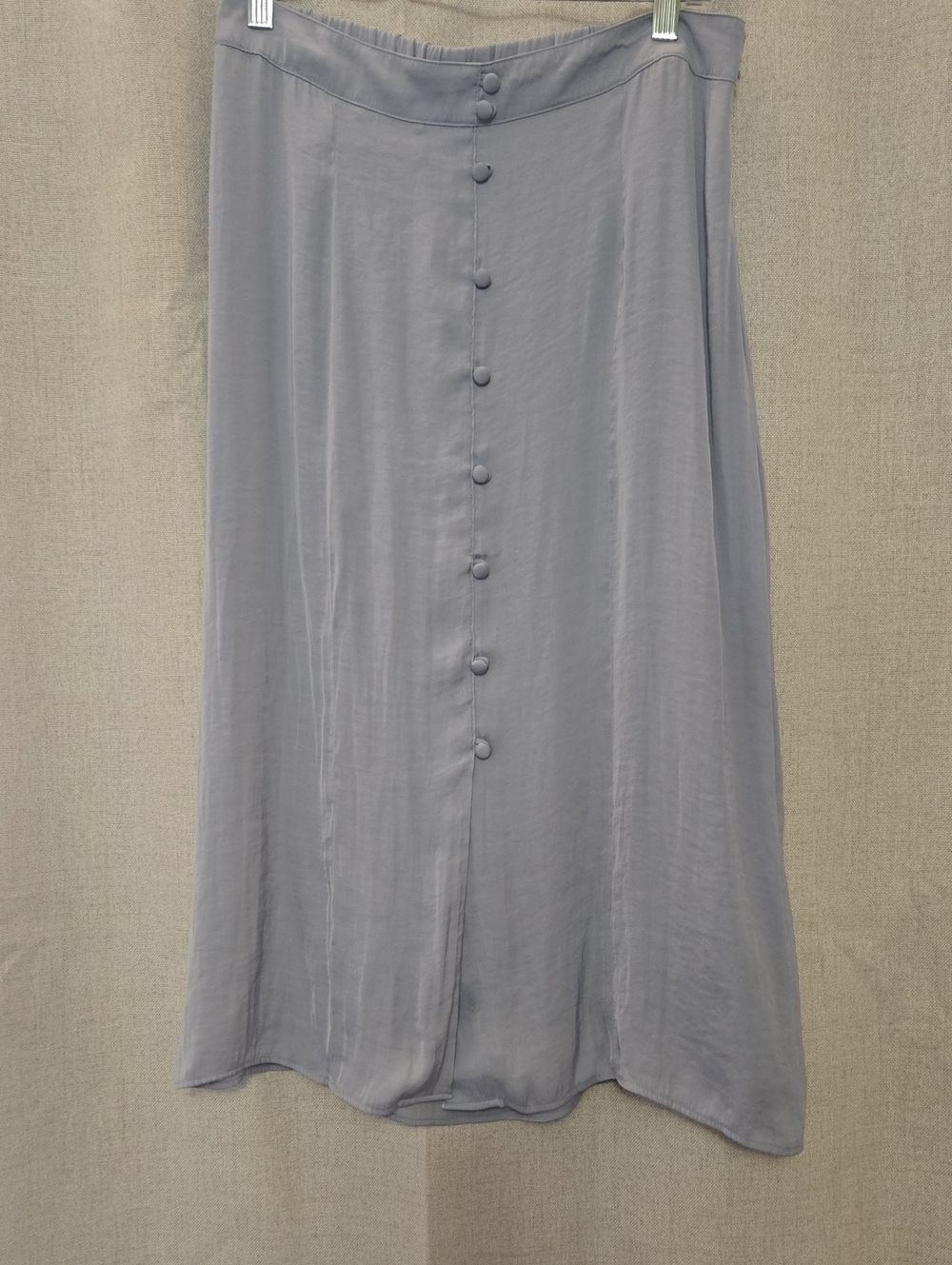 LC Lauren Conrad Pastel Blue Button-Front Satin Midi Skirt